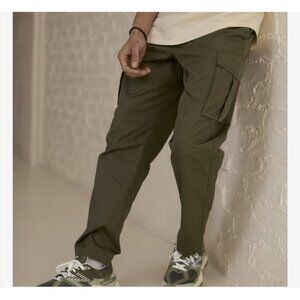 Mens CSG Olive Cargo Pants With Button Zipper Tie Cargo Pockets Size Small